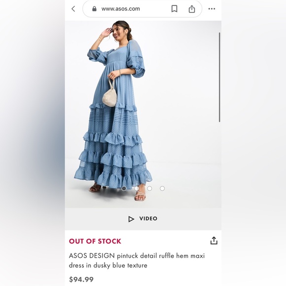 ASOS Design Ruffle Maxi Dress - Size 8 - Excellent Condition! - Picture 1 of 10